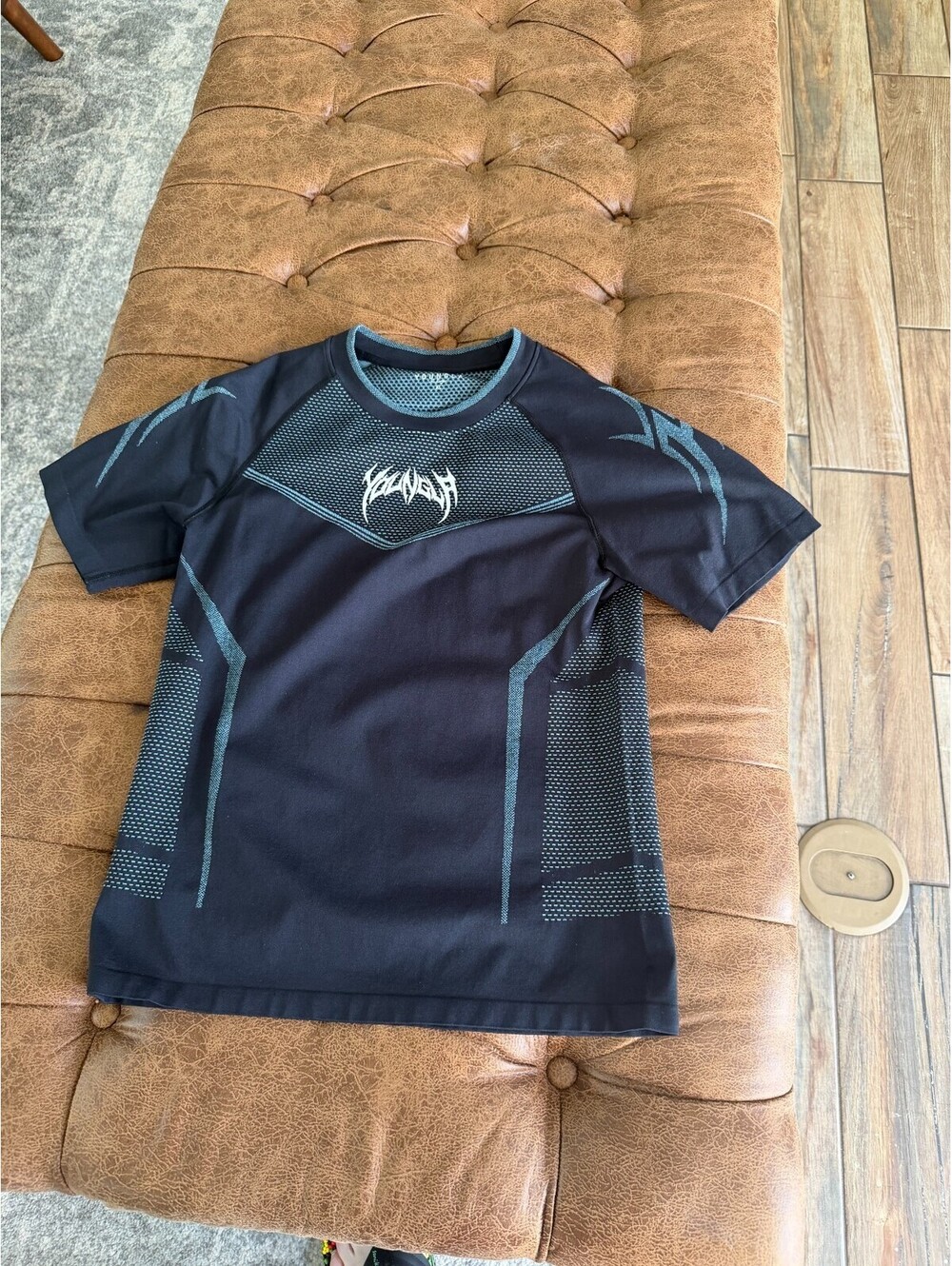 YoungLA- Mens XL- Black and Blue Compression Tee Shirt